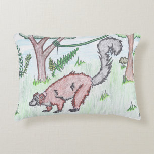 Almofada Decorativa TWIS Travesseiro de Lemur Vermelho Rupido para Cac