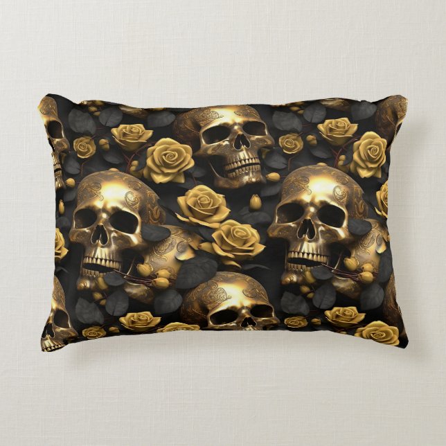 Almofada Decorativa Um design da série A Skull and Roses 8 (Frente)