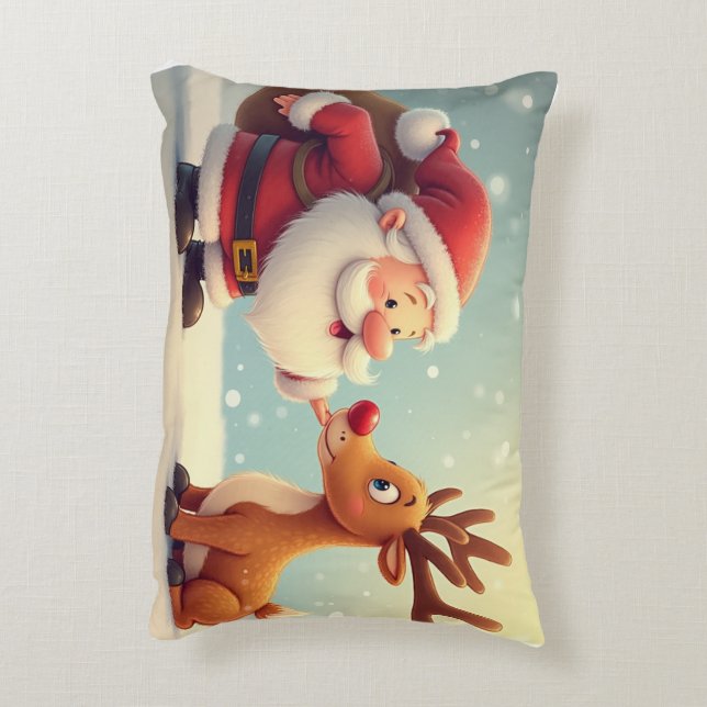 Almofada Decorativa Um feliz Natal com um Papai Noel fofo tocando (Verso(Vertical))