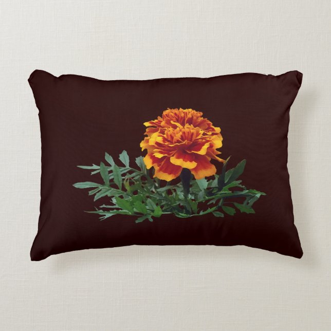 Almofada Decorativa Um Marigold Laranja com Dicas Amarelas (Frente)