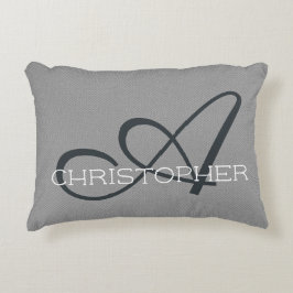 Almofada Decorativa Um nome personalizado inicial Modelo Cinza preto b