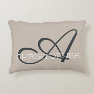 Almofada Decorativa Um Nome Personalizado Inicial Tan Monograma