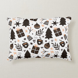 Almofada Decorativa Um padrão de Natal preto e branco