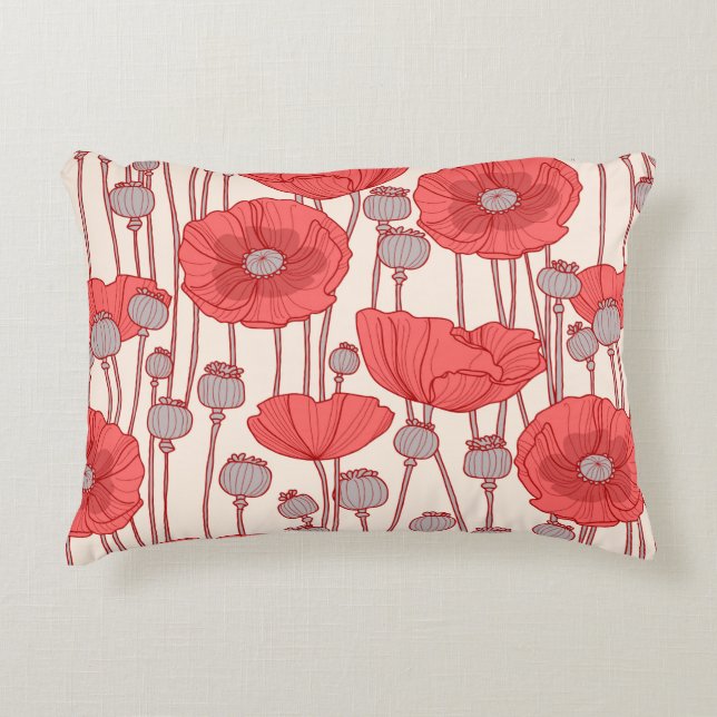 Almofada Decorativa Um padrão perfeito com papoilas.  (Frente)
