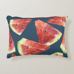 Almofada Decorativa Um padrão perfeito. Fatias de melancia de aquarela