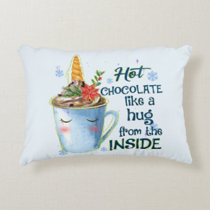 Almofada Decorativa Unicórnio de Chocolate Quente Cozy Unicorn Winte