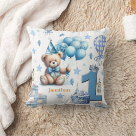 Almofada Decorativa, Urso Azul Feliz 1º Aniversári