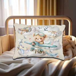 Almofada Decorativa Urso de Teddy Piloto de Nome Personalizado