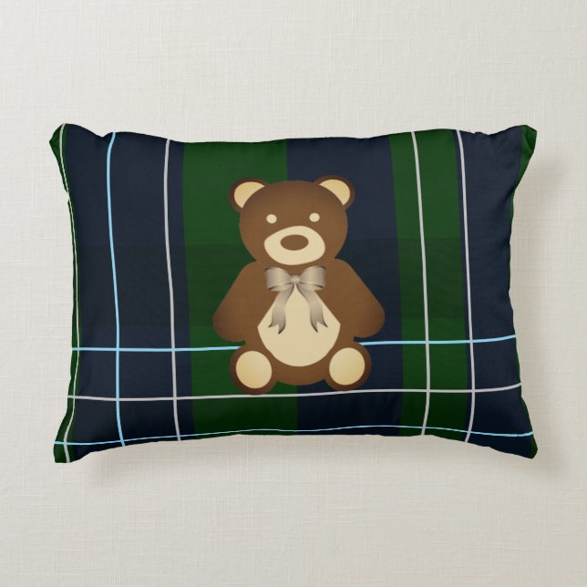 Almofada Decorativa Urso de Xadrez Elegante (Frente)