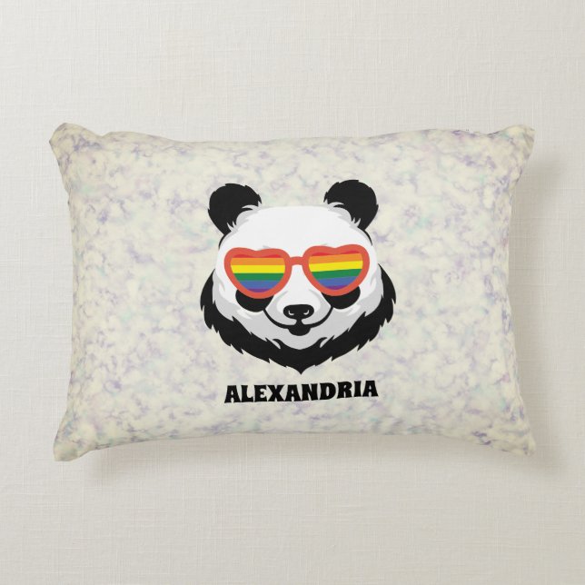 Almofada Decorativa Urso Panda Bonito | Arco-íris | LGBTQ (Frente)