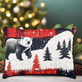 Almofada Decorativa Urso Polar das Xadrezes de Buffalo Vermelho