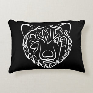 Almofada Decorativa Urso Tribal Negro e Branco