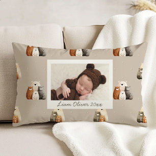 Almofada Decorativa Ursos Florestais Bege Personalizado Berçário Foto