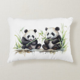 Almofada Decorativa Ursos Panda de Aquarela
