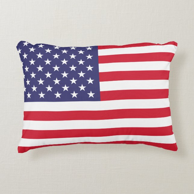 Almofada Decorativa USA Flag Patriotic American Red White Blue (Frente)