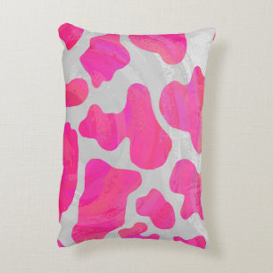 Almofada Decorativa Vaca rosa quente e silhueta branca