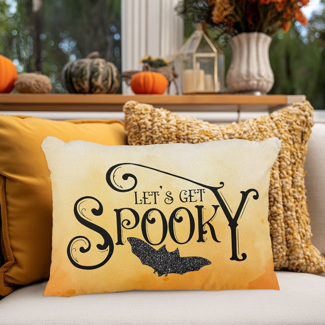 Almofada Decorativa Vamos fica no Dia das Bruxas Spookly Sparkly (Let's Get Spooky Decorative Halloween Throw Pillow)