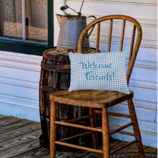 Almofada Decorativa Varanda Personalizada Azul Branco Vintage Country