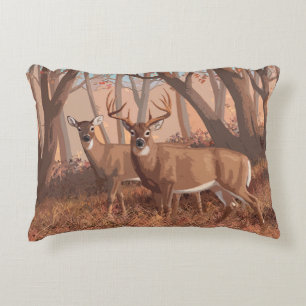 Almofada Decorativa Veado De Whitetail Na Floresta - Natureza Do Estil