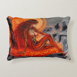 Almofada Decorativa "Veias do vulcão" - Retrato de mulher vulcânica
