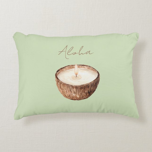 Almofada Decorativa Vela de Coco Green Aloha (Frente)