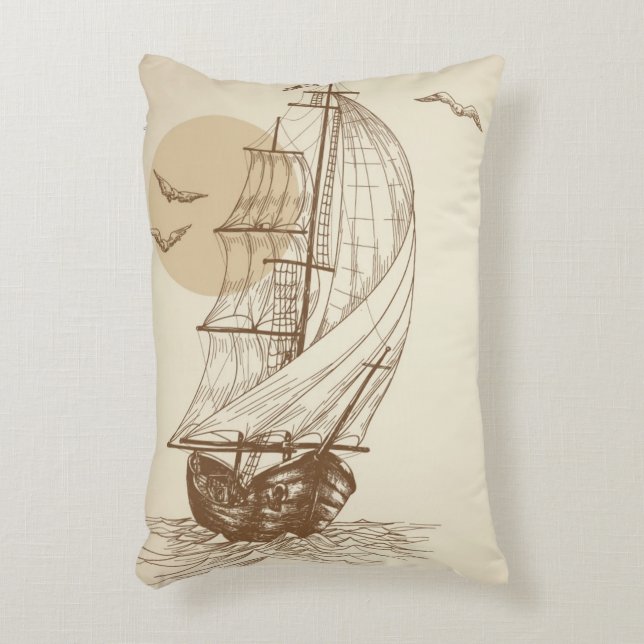 Almofada Decorativa Veleiro do vintage (Frente(Vertical))