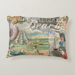 Almofada Decorativa verão praia vintage polvo antiguidades navegação