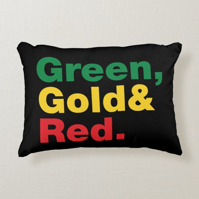 Almofada Decorativa Verde, Dourado e Vermelho. (Frente)