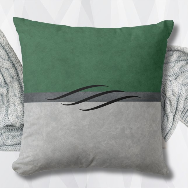 Almofada Decorativa Verde Floresta e Cinza Chic (Forest Green and Gray Chic Throw Pillow)