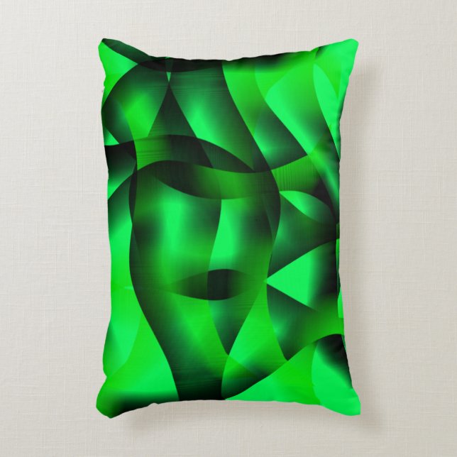 Almofada Decorativa Verde limão e ondulação negra, com sombra? (Frente(Vertical))