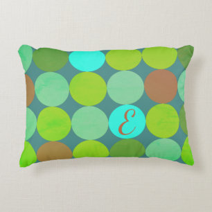 Almofada Decorativa Verde limão Turquesa Teal e Círculos de Ferrugem M