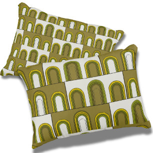 Almofada Decorativa Verde-Oliva e Amarelo-Mostarda-Médio-Século Modern