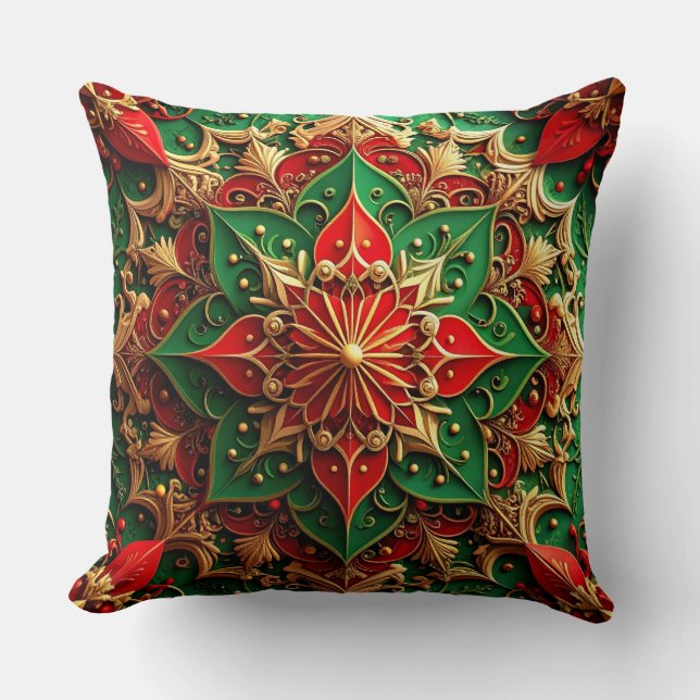 Almofada Decorativa Verde Vermelha de Natal (Frente)