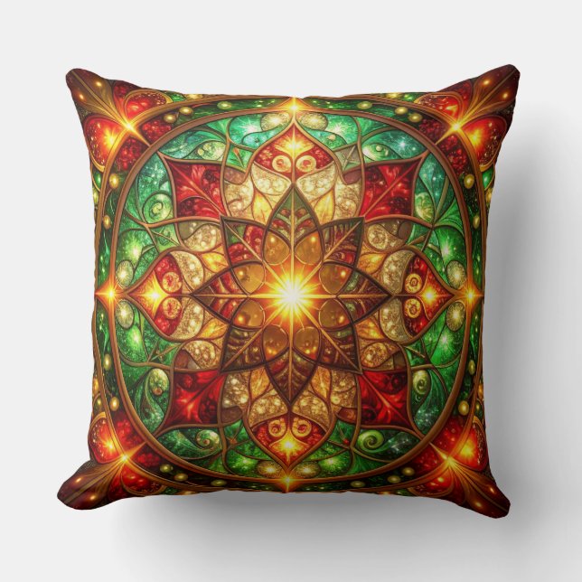 Almofada Decorativa Verde Vermelha de Natal (Frente)