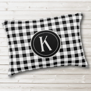 Almofada Decorativa Verificação inicial de Buffalo preto e branco 16x1