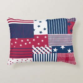 Almofada Decorativa Vermelho, Branco e Azul