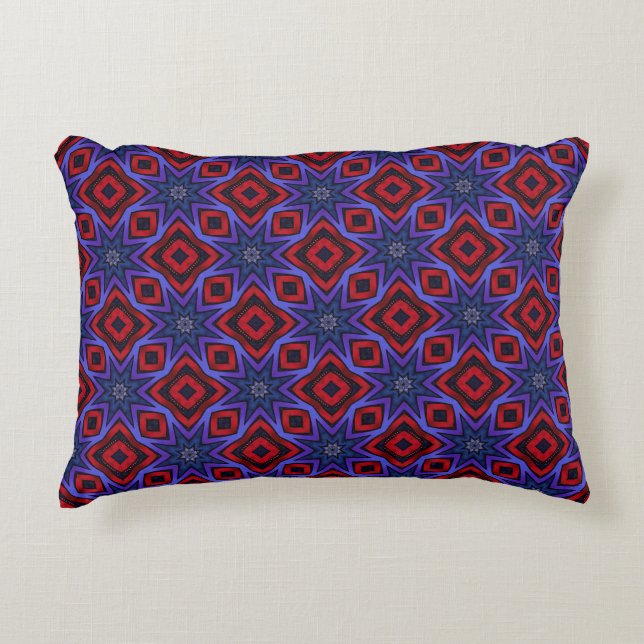 Almofada Decorativa Vermelho Com Estrelas Azuis (Frente)
