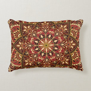 Almofada Decorativa Vermelho Oriental: tapete Floral Vintage