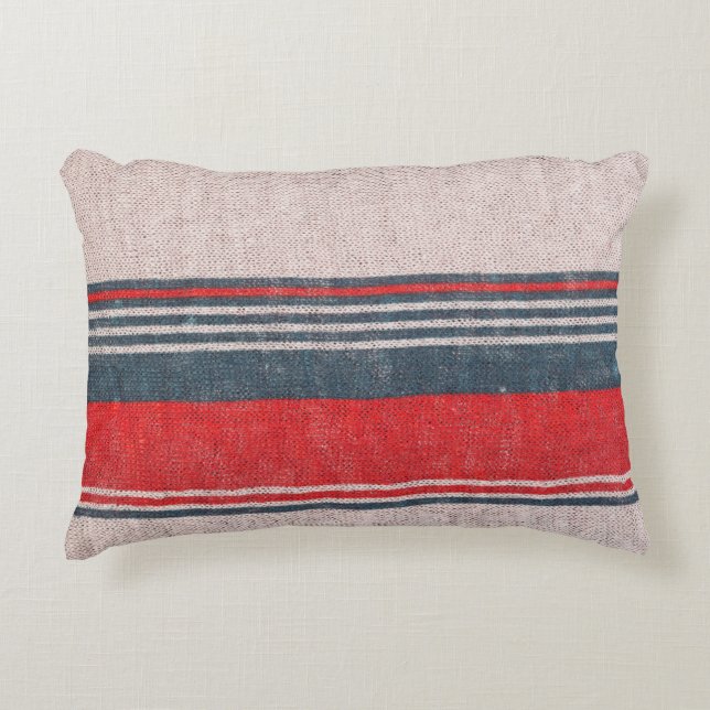 Almofada Decorativa Vermelho Stripe Linen: Textura de Knitwear (Frente)