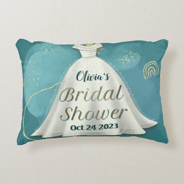 Almofada Decorativa Vestido de Noiva Bridal Shower Azul Escuro com Bri (Frente)