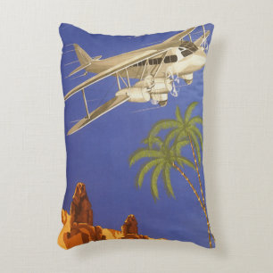 Almofada Decorativa Viagem Antiga para o Cairo, Egito, Avião Biplano