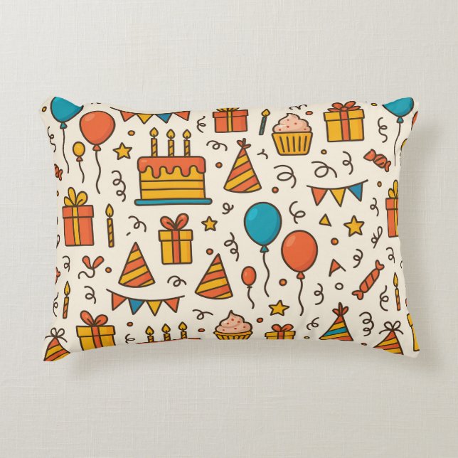 Almofada Decorativa Vibrant Birthday Party Seamless Pattern (Frente)