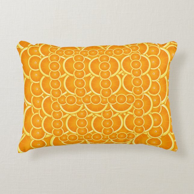 Almofada Decorativa Vibrant Orange Citrus Pattern Design (Frente)