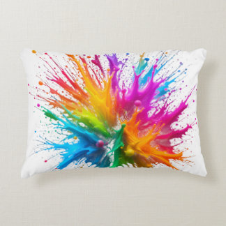 Almofada Decorativa Vibrant Rainbow Paint Splatter Explosion