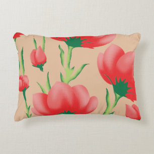 Almofada Decorativa Vibrante design de tecido vermelho com padrão flor