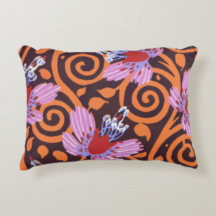 Almofada Decorativa Vibrante Flor Art Déco com Redemoinho Rosa e Laran