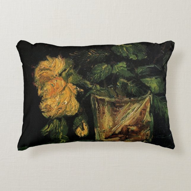 Almofada Decorativa Vidro com Rosas por Vincent van Gogh (Frente)