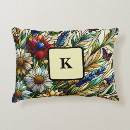 Almofada Decorativa Vidro-Design, flores e borboletas