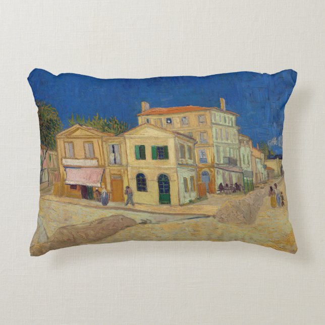 Almofada Decorativa Vincent van Gogh - A Casa Amarela / A Rua (Frente)