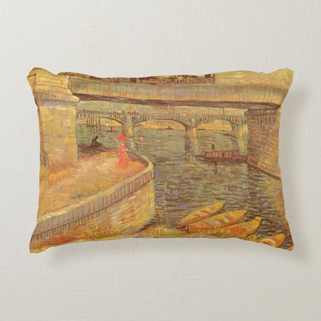 Almofada Decorativa Vincent van Gogh Bridges na Seine Asnieres (Frente)